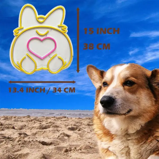 Alt view image 2 of 7 - Corgi LED Neon Sign Super Bright Acrylic Dimmable Dog Led Light Size 15x13.4 in Animal Neon Light for Dog Lovers Window Store Display Beer Bar Nightclub Grand Opening Gift