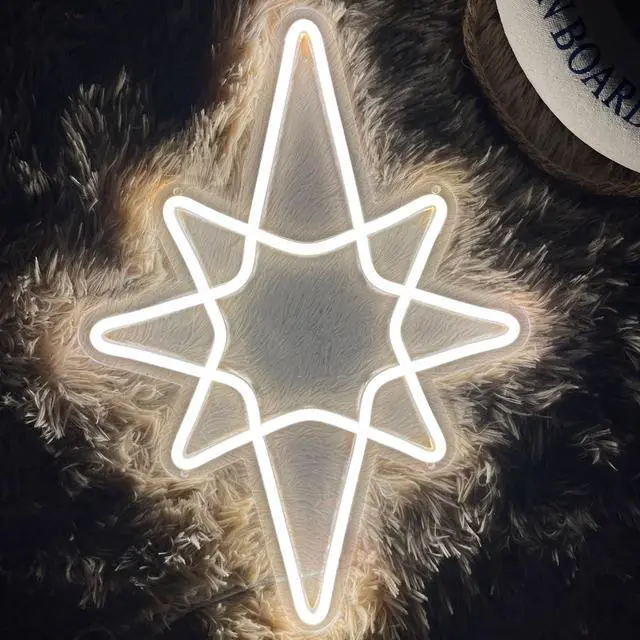 Main image of VVKOWSG Sport LED Neon Sign Super Bright Acrylic Handmade Ball Led Light Neon Lights Sport Signs for Shop Window Store Display Beer Bar Nightclub Grand Opening Gift (Bethlehem Star)