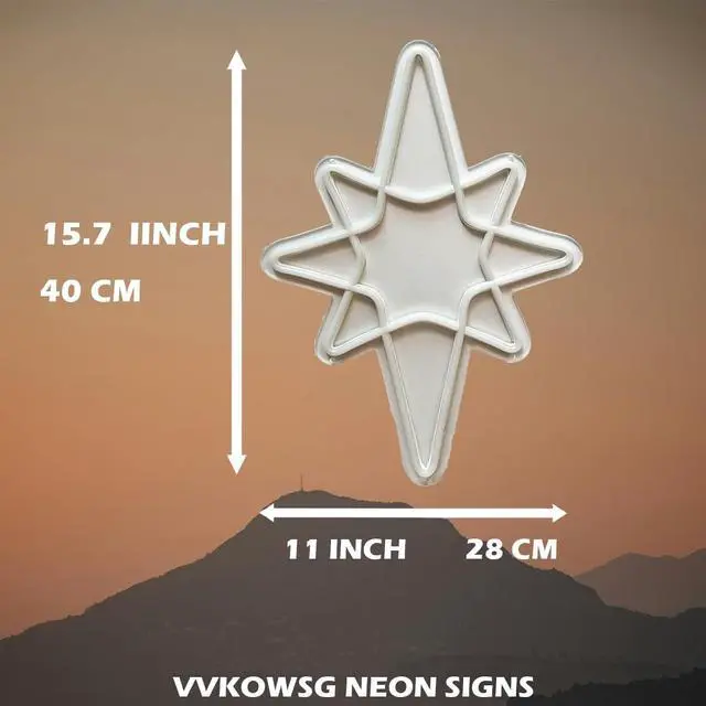 Alt view image 2 of 7 - VVKOWSG Sport LED Neon Sign Super Bright Acrylic Handmade Ball Led Light Neon Lights Sport Signs for Shop Window Store Display Beer Bar Nightclub Grand Opening Gift (Bethlehem Star)