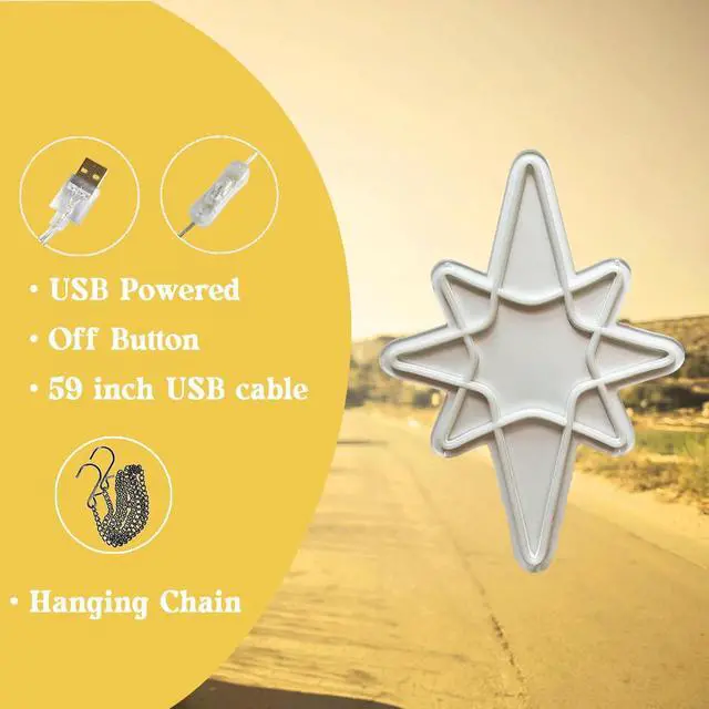 Alt view image 3 of 7 - VVKOWSG Sport LED Neon Sign Super Bright Acrylic Handmade Ball Led Light Neon Lights Sport Signs for Shop Window Store Display Beer Bar Nightclub Grand Opening Gift (Bethlehem Star)