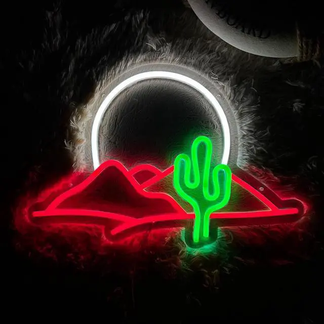 Main image of VVKOWSG 1pc Cactus Moutain LED Neon Sign For Wall And Table Decor - Light Up Signs USB Powered Wall Hanging Neon Lights For Bedroom Kids Room Bar Wedding Party Decoration
