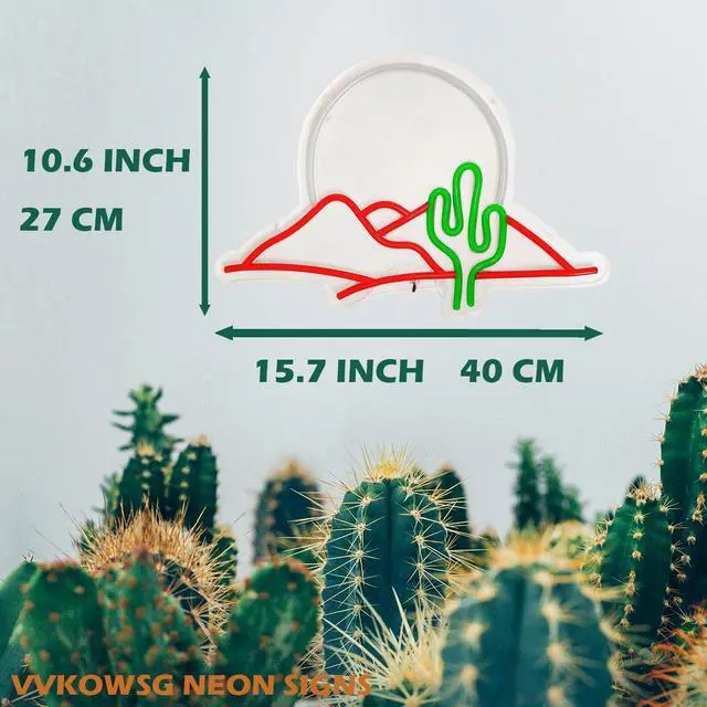 Alt view image 2 of 7 - VVKOWSG 1pc Cactus Moutain LED Neon Sign For Wall And Table Decor - Light Up Signs USB Powered Wall Hanging Neon Lights For Bedroom Kids Room Bar Wedding Party Decoration