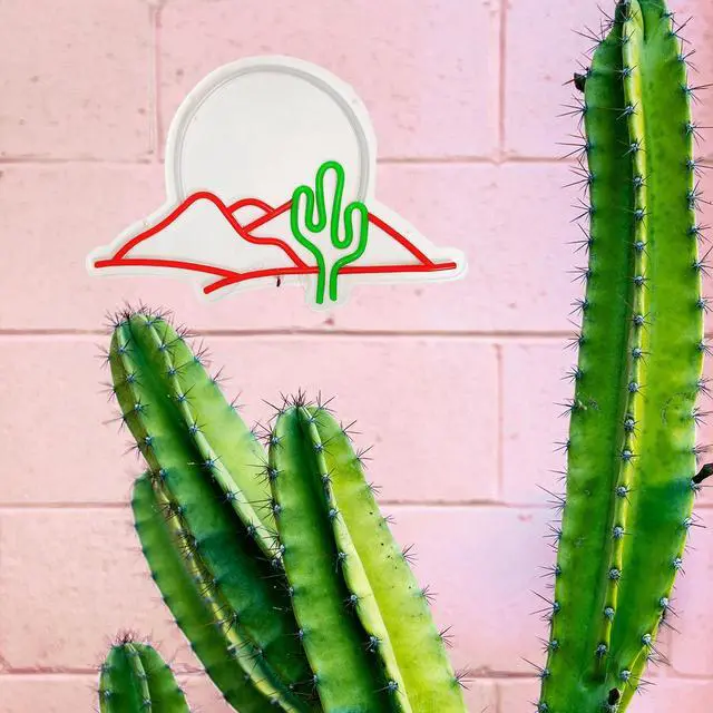 Alt view image 5 of 7 - VVKOWSG 1pc Cactus Moutain LED Neon Sign For Wall And Table Decor - Light Up Signs USB Powered Wall Hanging Neon Lights For Bedroom Kids Room Bar Wedding Party Decoration