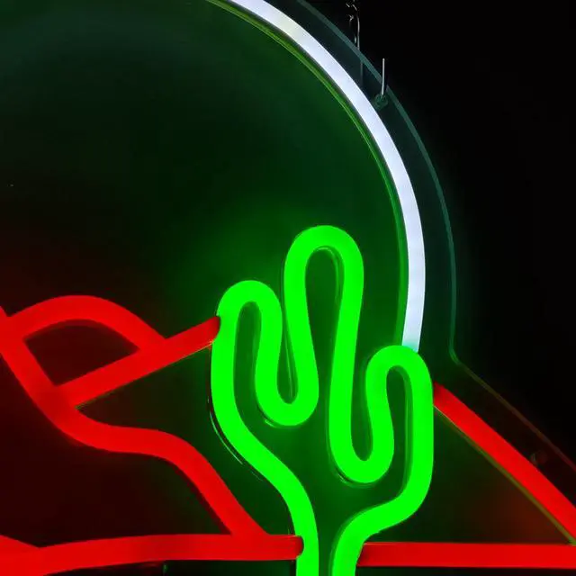 Alt view image 6 of 7 - VVKOWSG 1pc Cactus Moutain LED Neon Sign For Wall And Table Decor - Light Up Signs USB Powered Wall Hanging Neon Lights For Bedroom Kids Room Bar Wedding Party Decoration