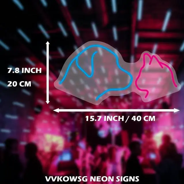 Alt view image 2 of 7 - Dog Cat LED Neon Sign Super Bright Acrylic Dimmable Dog Led Light Cat Neon Light Size 15.7x7.8 in Cute Neon Sign for Shop Window Store Display Beer Bar Nightclub Grand Opening Gift