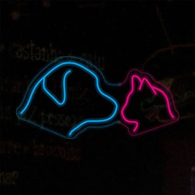 Alt view image 3 of 7 - Dog Cat LED Neon Sign Super Bright Acrylic Dimmable Dog Led Light Cat Neon Light Size 15.7x7.8 in Cute Neon Sign for Shop Window Store Display Beer Bar Nightclub Grand Opening Gift