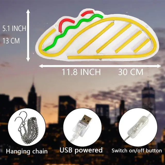 Alt view image 2 of 7 - Tacos Neon Restaurant Signs Light Acrylic Handmade Neon Advertising Led Light Tortilla Tacos Neon Light Night Light for Shop Window Store Display Beer Bar Pub Grand Opening Gift