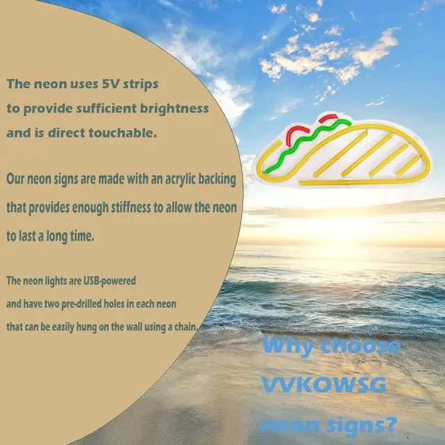 Alt view image 7 of 7 - Tacos Neon Restaurant Signs Light Acrylic Handmade Neon Advertising Led Light Tortilla Tacos Neon Light Night Light for Shop Window Store Display Beer Bar Pub Grand Opening Gift