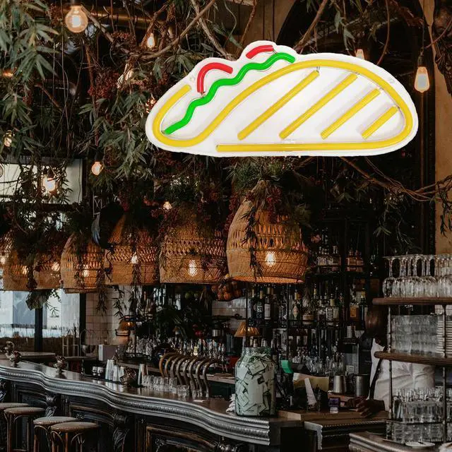 Alt view image 6 of 7 - Tacos Neon Restaurant Signs Light Acrylic Handmade Neon Advertising Led Light Tortilla Tacos Neon Light Night Light for Shop Window Store Display Beer Bar Pub Grand Opening Gift