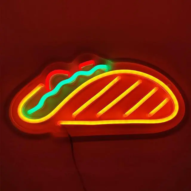 Main image of Tacos Neon Restaurant Signs Light Acrylic Handmade Neon Advertising Led Light Tortilla Tacos Neon Light Night Light for Shop Window Store Display Beer Bar Pub Grand Opening Gift