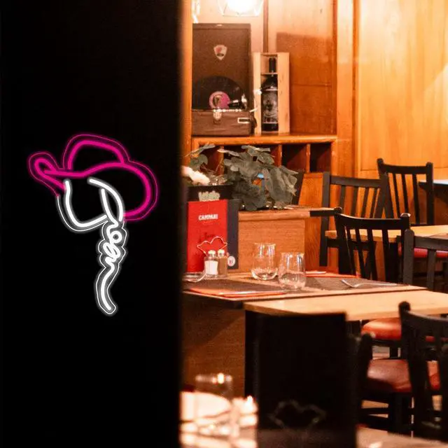 Alt view image 7 of 7 - Cowgirl Hat LED Neon Sign Super Bright Acrylic Dimmable Cowboy Neon Light for Shop Window Store Display Beer Bar Nightclub Grand Opening Gift (Pink cowgirl hat 2)