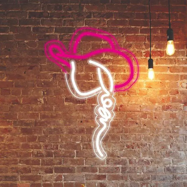 Main image of Cowgirl Hat LED Neon Sign Super Bright Acrylic Dimmable Cowboy Neon Light for Shop Window Store Display Beer Bar Nightclub Grand Opening Gift (Pink cowgirl hat 2)