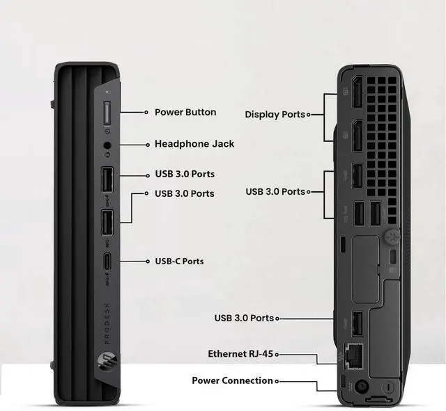 Alt view image 2 of 6 - HP EliteDesk 800 G6 Tiny Mini Desktop PC, Intel Core i5 10th Gen, 64GB DDR4 RAM, 1TB SSD, Intel UHD Graphics 630, Keyboard and Mouse, DisplayPort, USB-C, Windows 11 Pro. (Reburbished)