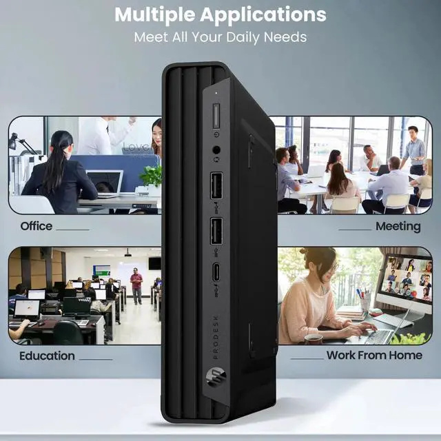 Alt view image 3 of 6 - HP EliteDesk 800 G6 Tiny Mini Desktop PC, Intel Core i5 10th Gen, 64GB DDR4 RAM, 1TB SSD, Intel UHD Graphics 630, Keyboard and Mouse, DisplayPort, USB-C, Windows 11 Pro. (Reburbished)