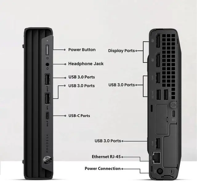 Alt view image 2 of 6 - HP EliteDesk 800 G6 Mini PC, Core i5 10th Gen, 32GB DDR4 RAM, 512GB SSD, Windows 11 Pro, Intel UHD 630 Graphics, Keyboard and Mouse, Compact Desktop with 22" LED Monitor, Refurbished
