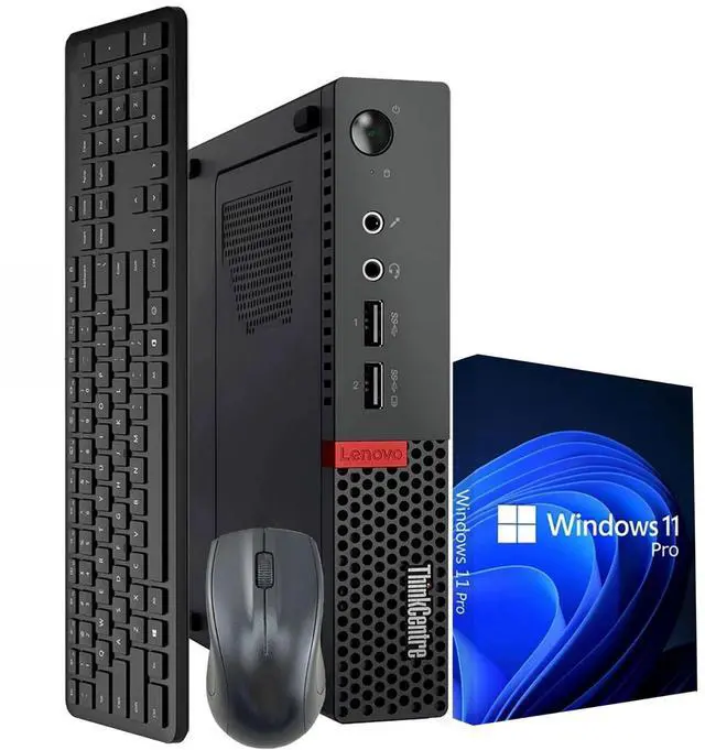 Main image of Lenovo M910q Mini Desktop PC, Intel Core i5-7th Gen, 8GB DDR4 RAM, 256GB SSD, Built-in Wi-Fi, Wired Keyboard & Mouse, Windows 11 Pro, Offices and Casual Computing, Tiny PC (Renewed)