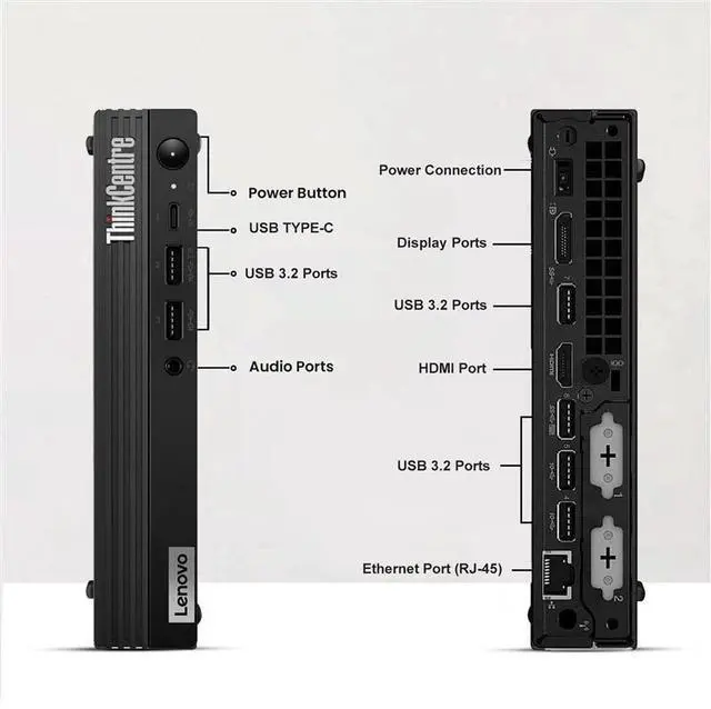 Alt view image 3 of 7 - Lenovo M70q Mini Desktop PC, Intel Core i3-10th, 16GB DDR4 RAM, 128GB SSD, Built-in Wi-Fi, Wired Keyboard & Mouse, Windows 11 Pro, Offices and Casual Computing, Desktop Tiny PC (Renewed)
