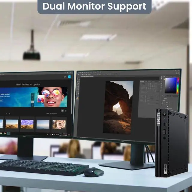 Alt view image 2 of 7 - Lenovo M70q Mini Desktop PC, Intel Core i3-10th, 16GB DDR4 RAM, 128GB SSD, Built-in Wi-Fi, Wired Keyboard & Mouse, Windows 11 Pro, Offices and Casual Computing, Desktop Tiny PC (Renewed)