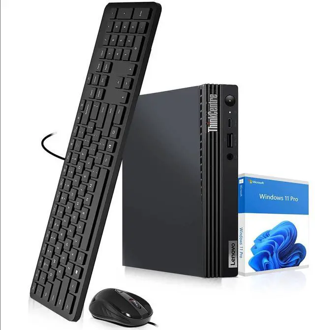 Main image of Lenovo M70q Mini Desktop PC, Intel Core i3-10th, 16GB DDR4 RAM, 256GB SSD, Built-in Wi-Fi, Wired Keyboard & Mouse, Windows 11 Pro, Offices and Casual Computing, Desktop Tiny PC (Renewed)