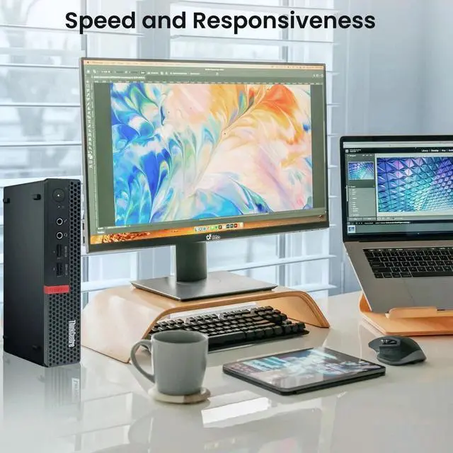 Alt view image 2 of 5 - Lenovo M710q Mini Desktop PC, Intel Core i5-7th Gen, 16GB DDR4 RAM,128GB SSD, Built-in Wi-Fi, Wired Keyboard & Mouse, Windows 11 Pro, Desktop Mini PC (Renewed)