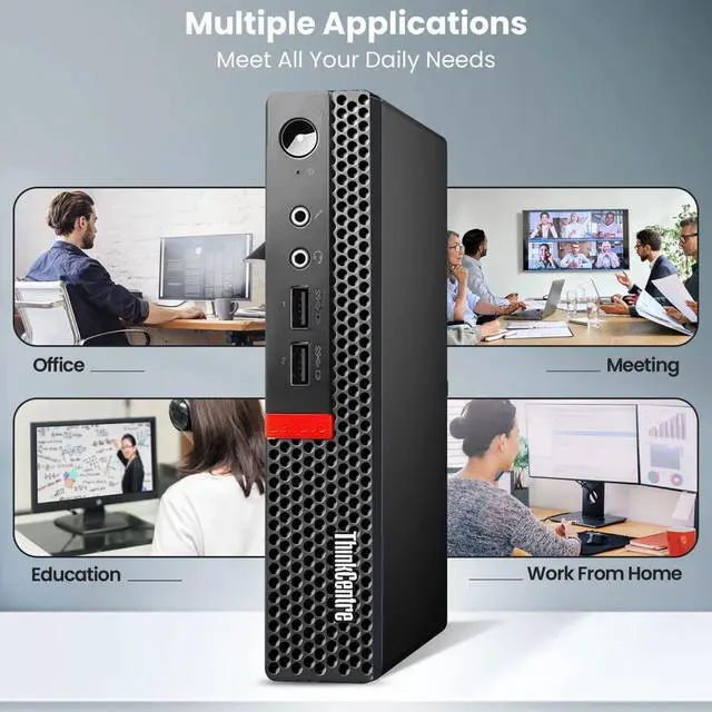 Alt view image 2 of 7 - Lenovo M910q Mini Desktop PC, Intel Core i5-7th Gen, 8GB DDR4 RAM, 512GB SSD, Built-in Wi-Fi, Wired Keyboard & Mouse, Windows 11 Pro, Offices and Casual Computing, Tiny PC (Renewed)