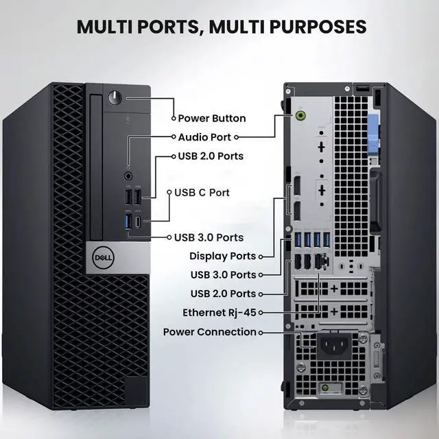 Alt view image 2 of 6 - DELL 5070 Desktop PC, Intel Core i5-9th, 8GB DDR4 RAM, 128GB SSD, Built-in Wi-Fi, Wireless Keyboard & Mouse, Windows 11 Pro, 24 Inch LED Monitor, Offices and Casual Computing (Renewed)