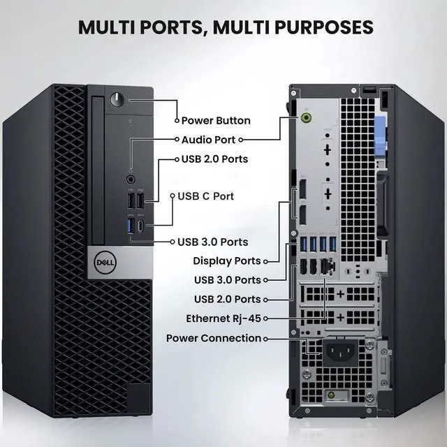 Alt view image 2 of 7 - DELL 5070 Desktop PC, Intel Core i5-9th, 8GB DDR4 RAM, 256GB SSD, Built-in Wi-Fi, Wireless Keyboard & Mouse, Windows 11 Pro, 24 Inch LED Monitor, Offices and Casual Computing (Renewed)
