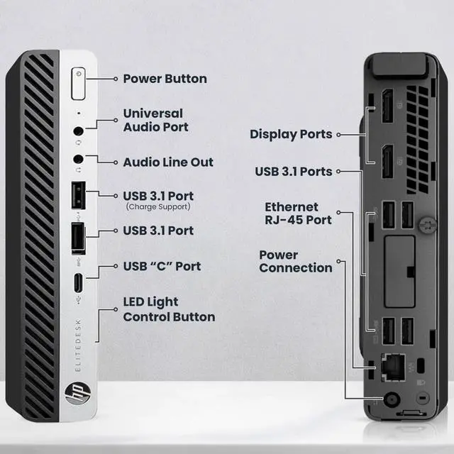 Alt view image 2 of 7 - HP 600 G4 Desktop Mini PC, Intel Core i5-8th, 16GB DDR4 RAM, 256GB SSD, Wi-Fi, Wireless Keyboard and Mouse, Intel UHD Graphics 630, Windows 11 Pro, Offices and Casual Computing, Desktop PC (Renewed)