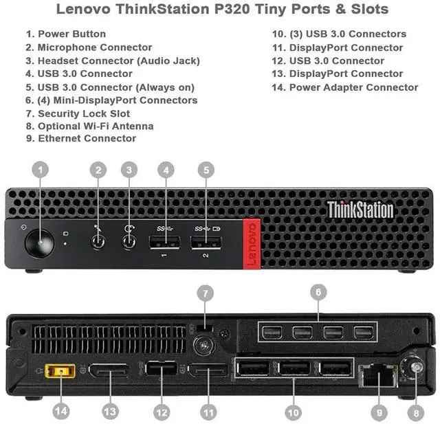 Alt view image 2 of 4 - Lenovo P320 Desktop Mini PC, Intel Core i7-7th Gen, 32GB DDR4 RAM, 256GB SSD, WIFI, Wireless Keyboard and Mouse, NVIDIA Quadro P600, Windows 11 Pro, Offices and Casual Computing, Desktop PC (Renewed)