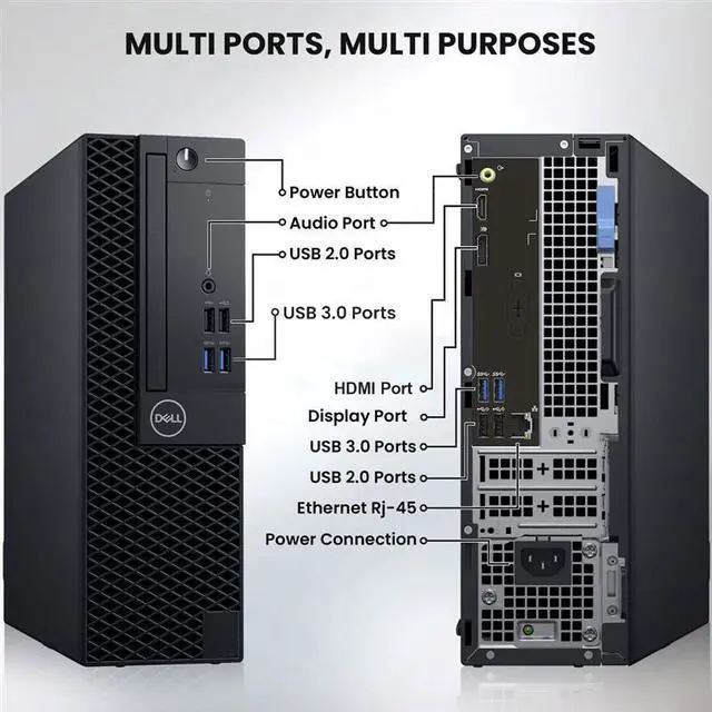Alt view image 2 of 5 - Dell OptiPlex 5050 Desktop PC | Intel Core i5-7500 | 16GB DDR4 RAM | 128GB SSD | Windows 11 Pro | Wi-Fi | Keyboard & Mouse | Intel HD Graphics 630 | Home & Office (Refurbished)
