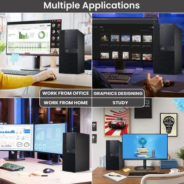 Alt view image 6 of 6 - Dell OptiPlex 3060 Desktop Tower | Intel Core i5-8500 | 16GB DDR4 RAM | 256GB SSD + 1TB HD | Windows 11 Pro | Wi-Fi | Keyboard & Mouse | Intel UHD Graphics 630 | Home & Office (Refurbished)
