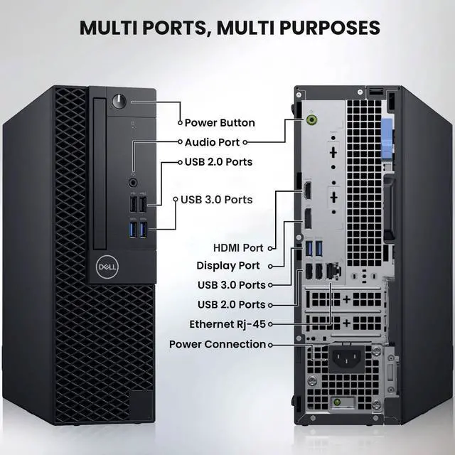 Alt view image 2 of 6 - Dell Optiplex 3070 Desktop PC | Intel Core i5-9500 | 32GB DDR4 RAM | 512GB SSD | Windows 11 Pro | Built-in Wi-Fi | Wireless Keyboard & Mouse | Intel UHD Graphics 630 | Home & Office