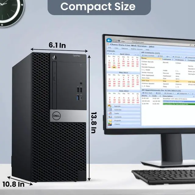 Alt view image 3 of 6 - Dell OptiPlex 7050 Desktop Tower | Intel Core i5-7500 | 16GB DDR4 RAM | 128GB SSD + 500GB HDD | Windows 11 Pro | Wi-Fi| Keyboard & Mouse | Intel HD Graphics 630 | Home & Office | 24 Inch LED Monitor