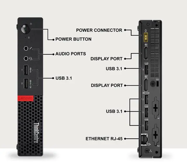 Alt view image 2 of 6 - Lenovo M710q Mini Desktop PC, Intel Core i5-7th Gen, 32GB DDR4 RAM,512GB SSD, Built-in Wi-Fi, Wired Keyboard & Mouse, Windows 11 Pro, Desktop Mini PC (Renewed)