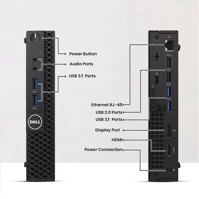 Alt view image 2 of 5 - Dell 3060 Mini Desktop PC, Intel Core i3-8100T, 8GB DDR4 RAM, 128GB SSD, Wi-Fi, RGB Keyboard and Mouse, Intel UHD Graphics 630, Windows 11 Pro, 24 Inch LED Monitor, Tiny Desktop PC (Renewed)