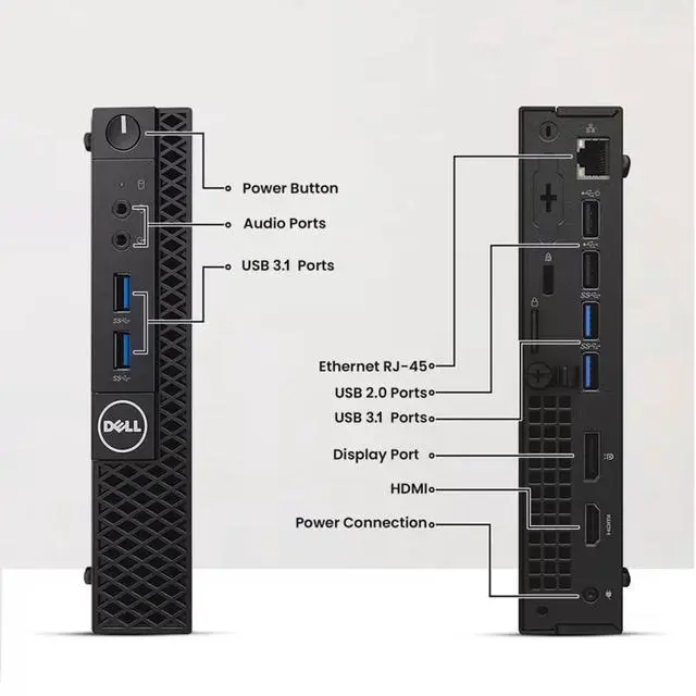 Alt view image 2 of 5 - Dell 3060 Mini Desktop PC, Intel Core i3-8100T, 16GB DDR4 RAM, 256GB SSD, Wi-Fi, RGB Keyboard and Mouse, RGB Soundbar Intel UHD Graphics 630, Windows 11 Pro, Home and Office, Tiny Desktop PC (Renewed)