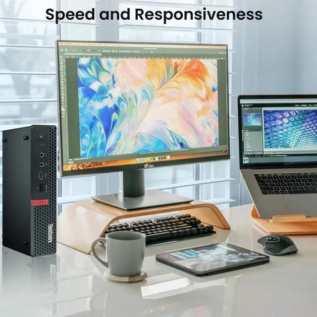 Alt view image 6 of 7 - Lenovo ThinkCenter M720q Desktop Mini PC | Intel Core i5-8500T | 16GB DDR4 RAM | 256GB SSD | Windows 11 Pro | WiFi | RGB Keyboard & Mouse | RGB Soundbar | Intel UHD Graphics 630 | Tiny Desktop PC