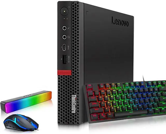 Main image of Lenovo ThinkCenter M720q Desktop Mini PC | Intel Core i5-8500T | 16GB DDR4 RAM | 256GB SSD | Windows 11 Pro | WiFi | RGB Keyboard & Mouse | RGB Soundbar | Intel UHD Graphics 630 | Tiny Desktop PC