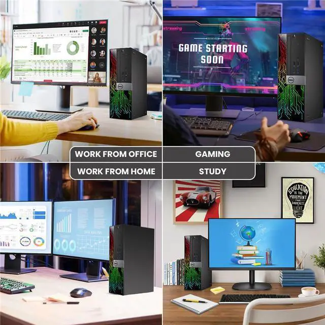 Alt view image 5 of 5 - Dell RGB Gaming Desktop PC | Intel Core i5-6500 | 16GB DDR4 RAM | 256GB SSD + 500GB HDD | Windows 11 Pro | RGB Keyboard & Mouse | NVIDIA GeForce GT 1030 | Gaming Computer (Refurbished)