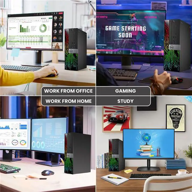 Alt view image 3 of 5 - Dell RGB Gaming Desktop PC | Intel Core i5-6500 | 16GB DDR4 RAM | 256GB SSD | Windows 11 Pro | RGB Keyboard & Mouse | WiFi | NVIDIA GeForce GT 1030 | Dual 24 Inch LED Monitor | Gaming PC (Refurbished)