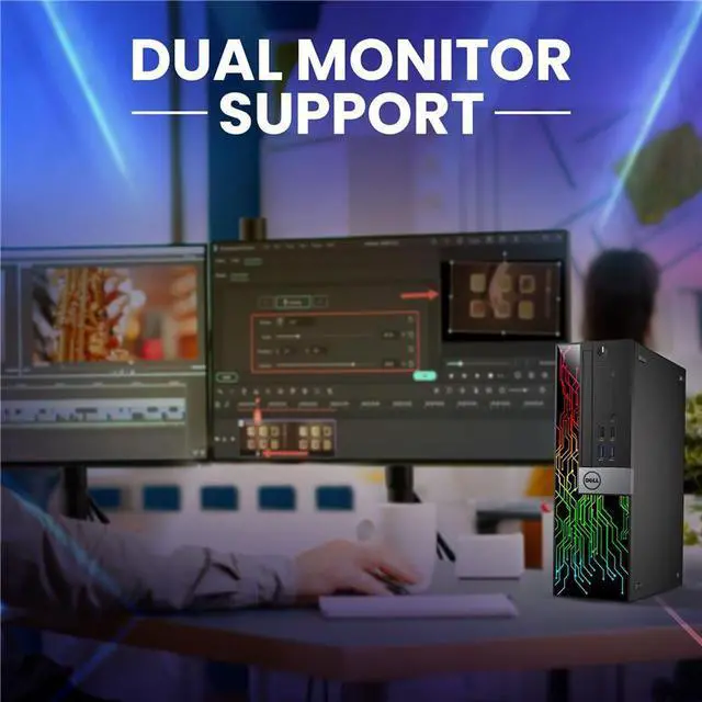 Alt view image 3 of 5 - Dell RGB Gaming Desktop PC | Intel Core i7-6700 | 16GB DDR4 RAM | 1TB SSD | Windows 11 Pro | 24 Inch LED Monitor | RGB Keyboard & Mouse | WiFi | NVIDIA GeForce GTX 1050Ti | Gaming PC (Refurbished)