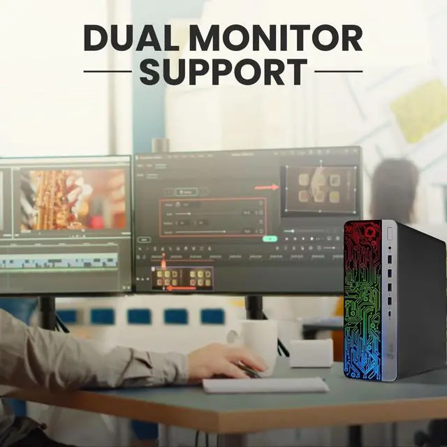 Alt view image 4 of 5 - HP G3 RGB Gaming Desktop PC | Intel Core i5-6500 | 16GB DDR4 RAM | 256GB SSD + 500GB HDD | Windows 11 Pro | RGB Keyboard & Mouse | WiFi | NVIDIA GeForce 1030 | Gaming PC (Refurbished)