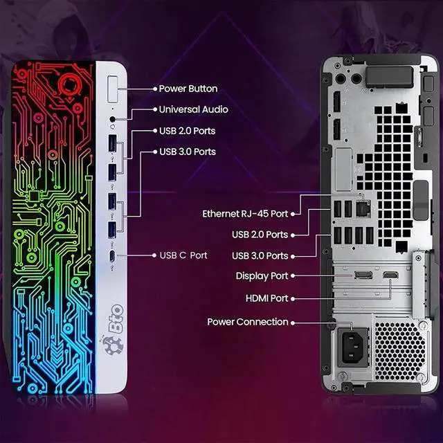Alt view image 2 of 5 - HP G3 RGB Gaming Desktop PC | Intel Core i5-6500 | 16GB DDR4 RAM | 256GB SSD + 500GB HDD | Windows 11 Pro | RGB Keyboard & Mouse | WiFi | NVIDIA GeForce GTX 1050Ti | Gaming PC (Refurbished)