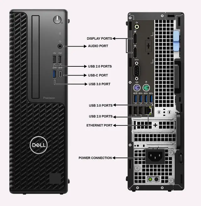 Alt view image 2 of 6 - Dell Precision 3450 Desktop PC | Intel Core i7-11700 | 8GB DDR4 RAM | 128GB SSD + 500GB HDD | Windows 11 Pro | Wi-Fi | Keyboard & Mouse | Intel UHD Graphics 750 | Desktop Computer (Refurbished)