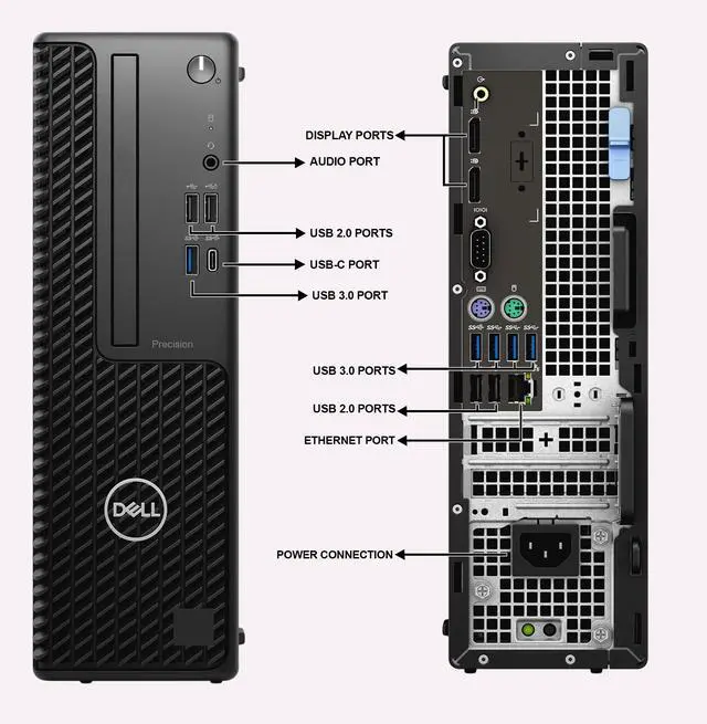 Alt view image 2 of 6 - Dell Precision 3450 Desktop PC | Intel Core i7-11700 | 16GB DDR4 RAM | 256GB SSD | Windows 11 Pro | Built-in Wi-Fi | Wireless Keyboard & Mouse | Intel UHD Graphics 750 | Desktop Computer (Refurbished)