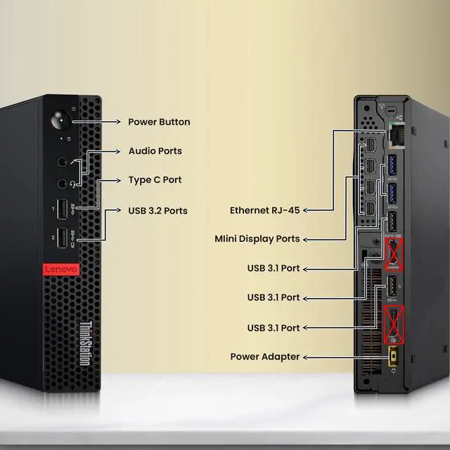 Alt view image 2 of 5 - Lenovo ThinkStation P330 Tiny PC | Intel Core i7-8700T | 8GB DDR4 RAM | 256GB SSD | Windows 11 Pro | WiFi | Keyboard & Mouse | NVIDIA Quadro P620 | 24 Inch LED Monitor | Mini Computer