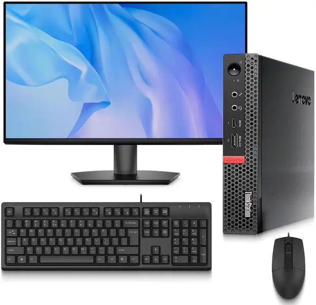 Main image of Lenovo ThinkStation P330 Tiny PC | Intel Core i7-8700T | 8GB DDR4 RAM | 256GB SSD | Windows 11 Pro | WiFi | Keyboard & Mouse | NVIDIA Quadro P620 | 24 Inch LED Monitor | Mini Computer