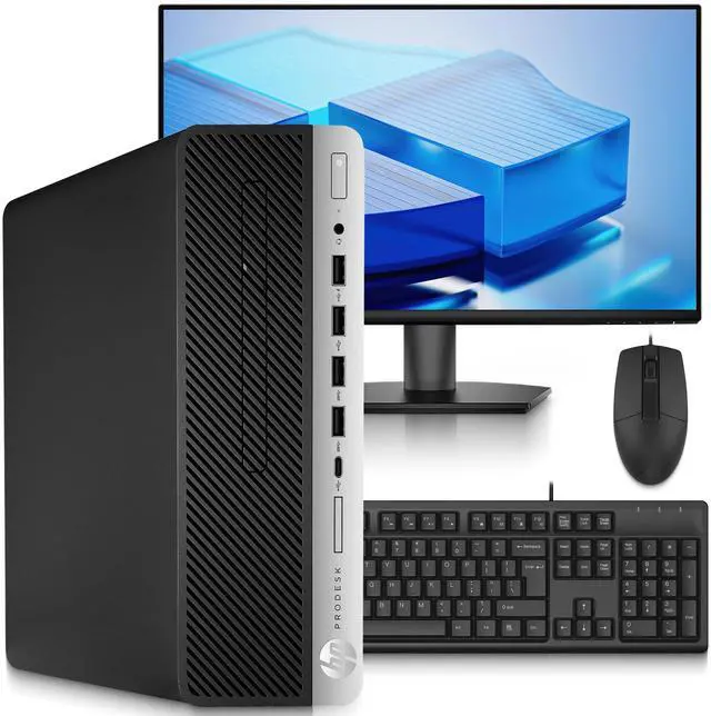 Main image of HP 600 G5 Desktop PC | Intel Core i5-9500 | 8GB RAM | 256GB SSD | Windows 11 Pro | Wi-Fi | Keyboard & Mouse | Intel UHD Graphics 630 | Home and Office | 24 Inch LED Monitor | Refurbished Computers