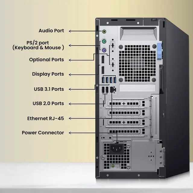 Alt view image 3 of 5 - Dell OptiPlex 7070 Mini Tower | Intel Core i5-9500 | 16GB DDR4 RAM | 128GB SSD + 500GB HDD | Windows 11 Pro | Built-in Wi-Fi | Wireless Keyboard & Mouse | Intel UHD Graphics 630 | Home and Office