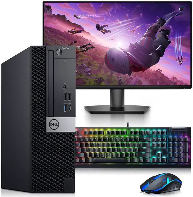 Main image of Dell Gaming Desktop Computer PC, Intel Core i5-8500 3.00GHz, 16GB DDR4 RAM, 256GB SSD, NVIDIA GeForce GT 1030, 24 Inch LED Monitor, Display Port, HDMI Port, WiFi, RGB Keyboard & Mouse, Windows 11 Pro